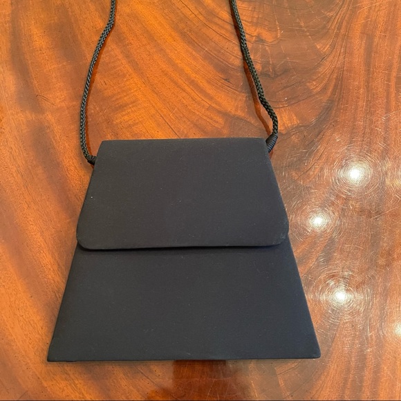 Vintage Kenneth Jay Lane Black Satin Evening Cocktail Bag - Picture 1 of 15